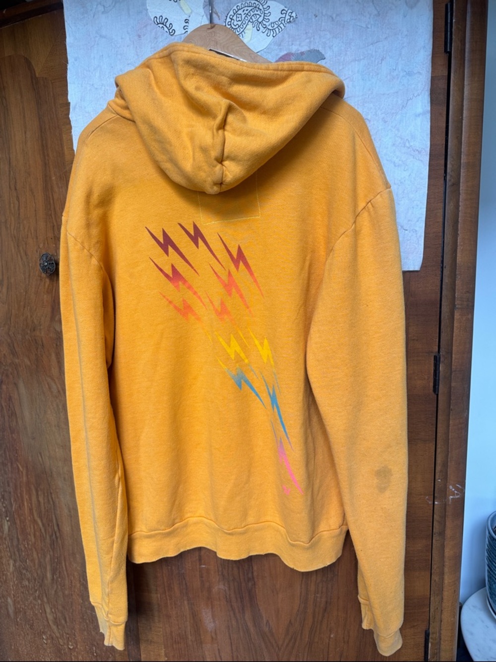 Aviator Nation Yellow Zip-Up Hoodie with Drawstrings Bolt Print XL - Picture 2 of 2